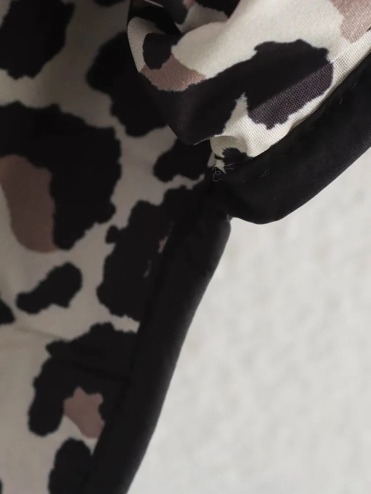 Quilted Jacket Women's Button-Up with Leopard Print Lining – Casual, Office, Holiday, Gift