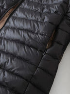 Quilted Longline Puffer Coat Women's Black Fleece-Lined Zip-Up – Winter, Casual, Everyday Outerwear