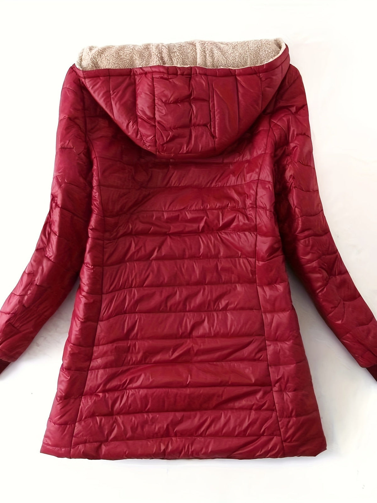 Quilted Longline Puffer Coat Women's Black Fleece-Lined Zip-Up – Winter, Casual, Everyday Outerwear