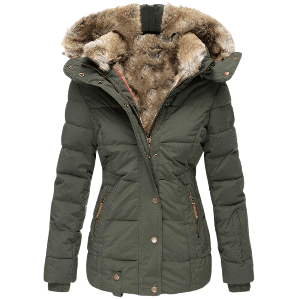 Quilted Parka Women's Black Faux Fur Hood Winter Jacket – Casual, Gift, Everyday Warmth