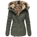Quilted Parka Women's Black Faux Fur Hood Winter Jacket – Casual, Gift, Everyday Warmth