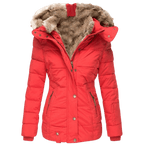 Quilted Parka Women's Black Faux Fur Hood Winter Jacket – Casual, Gift, Everyday Warmth