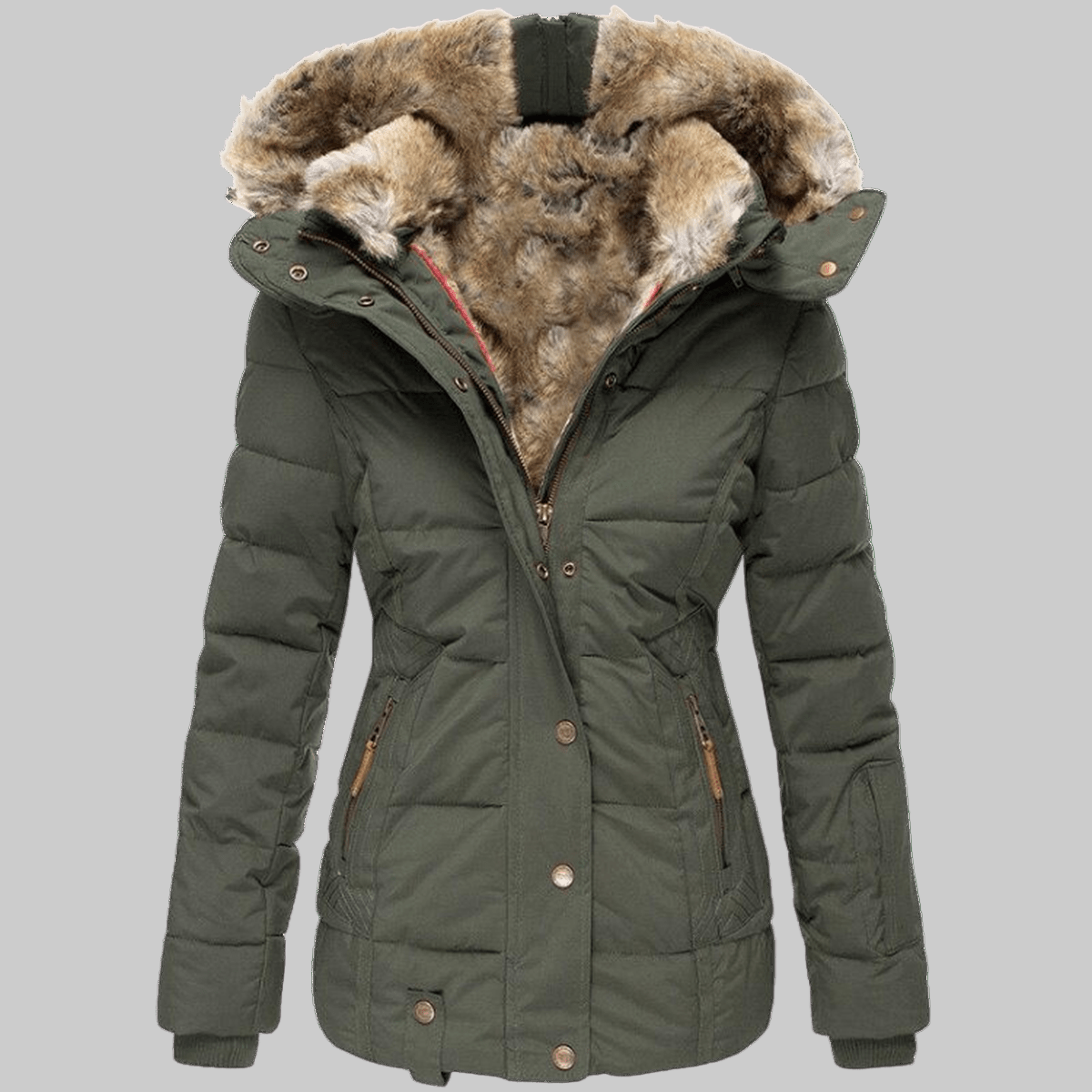 Quilted Parka Women's Black Faux Fur Hood Winter Jacket – Casual, Gift, Everyday Warmth