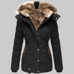 Quilted Parka Women's Black Faux Fur Hood Winter Jacket – Casual, Gift, Everyday Warmth