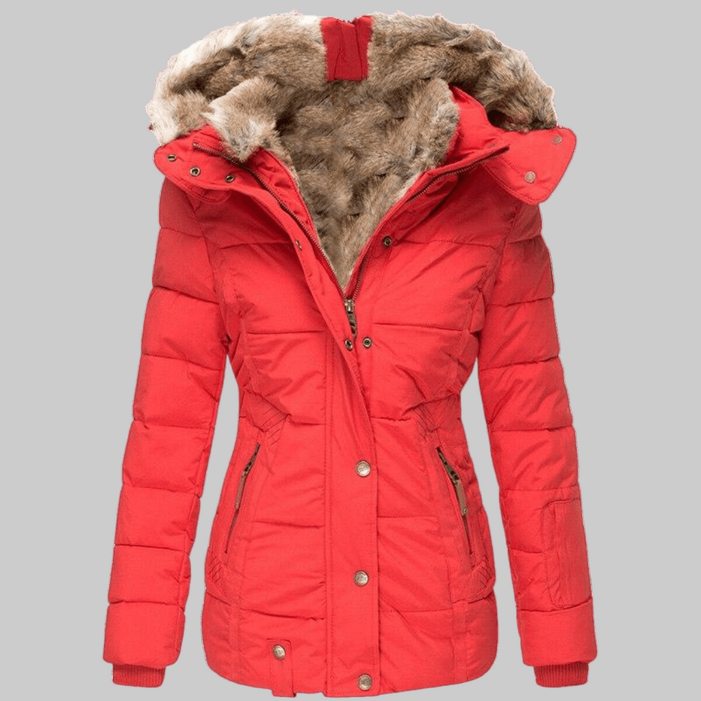 Quilted Parka Women's Black Faux Fur Hood Winter Jacket – Casual, Gift, Everyday Warmth
