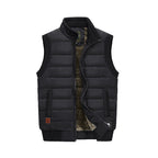Quilted Puffer Vest Men's Fleece-Lined Stand Collar Sleeveless Gilet – Casual, Winter Outdoor Warmth