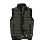 Quilted Puffer Vest Men's Fleece-Lined Stand Collar Sleeveless Gilet – Casual, Winter Outdoor Warmth