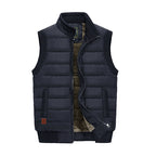 Quilted Puffer Vest Men's Fleece-Lined Stand Collar Sleeveless Gilet – Casual, Winter Outdoor Warmth