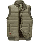 Quilted Puffer Vest Men's Fleece-Lined Stand Collar Sleeveless Gilet – Casual, Winter Outdoor Warmth