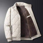 Quilted Winter Jacket Men's Fleece-Lined Stand Collar Brown – Casual, Warm Everyday Outerwear