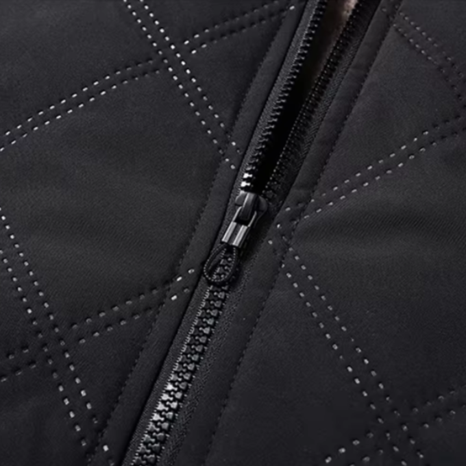 Quilted Winter Jacket Men's Fleece-Lined Stand Collar Brown – Casual, Warm Everyday Outerwear