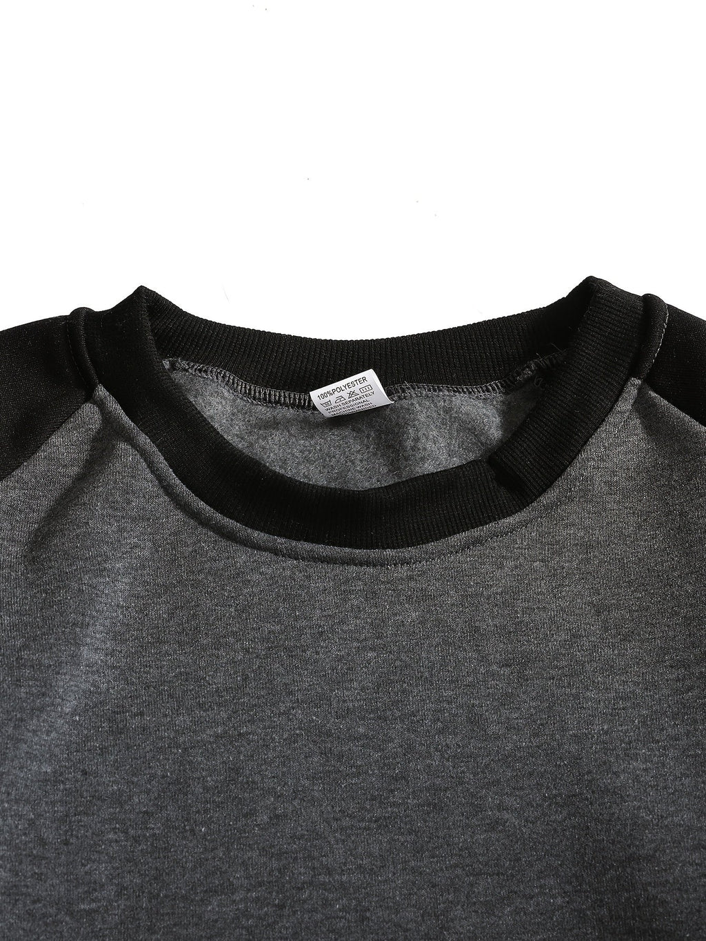 Raglan Crew Neck Sweatshirt Men's Gray Black Colorblock Pullover – Casual, Everyday Layering