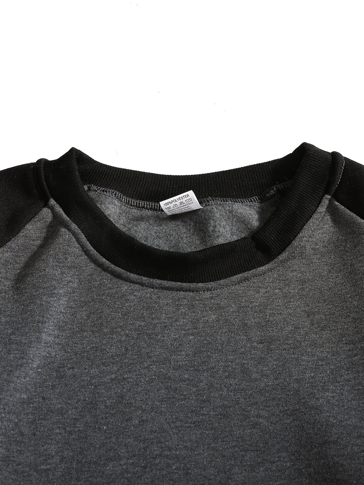 Raglan Crew Neck Sweatshirt Men's Gray Black Colorblock Pullover – Casual, Everyday Layering