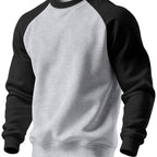 Raglan Crew Neck Sweatshirt Men's Gray Black Colorblock Pullover – Casual, Everyday Layering