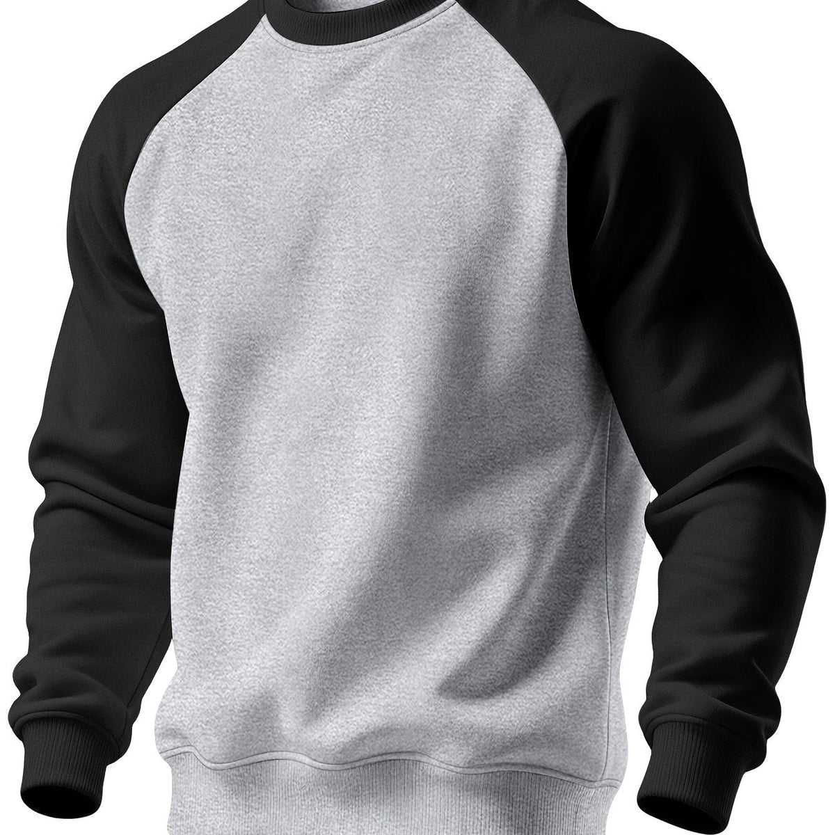 Raglan Crew Neck Sweatshirt Men's Gray Black Colorblock Pullover – Casual, Everyday Layering