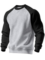 Raglan Crew Neck Sweatshirt Men's Gray Black Colorblock Pullover – Casual, Everyday Layering