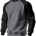 Raglan Crew Neck Sweatshirt Men's Gray Black Colorblock Pullover – Casual, Everyday Layering