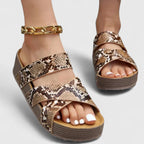 Rhinestone Flat Sandals Women's Turquoise Flower Embellished Elastic Strap – Summer, Casual