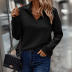 Ribbed Half-Zip Pullover Women's Pink Textured Sweatshirt – Casual, Office, Everyday, Gift