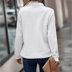 Ribbed Half-Zip Pullover Women's Pink Textured Sweatshirt – Casual, Office, Everyday, Gift