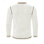 Ribbed Henley Shirt Men's Long Sleeve Light Blue Contrast Button Top – Casual, Office