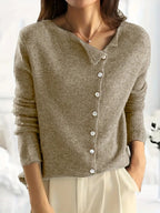 Ribbed Knit Cardigan Women's Long Sleeve Gray with Asymmetric Button Closure – Casual, Office, Gift