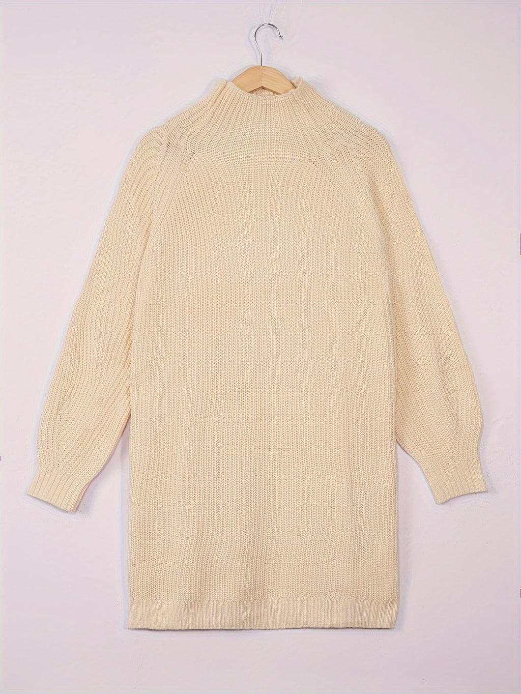 Ribbed Knit Sweater Dress Women's Half-Turtleneck Oversized Long Sleeve – Casual, Office, Holiday, Gift