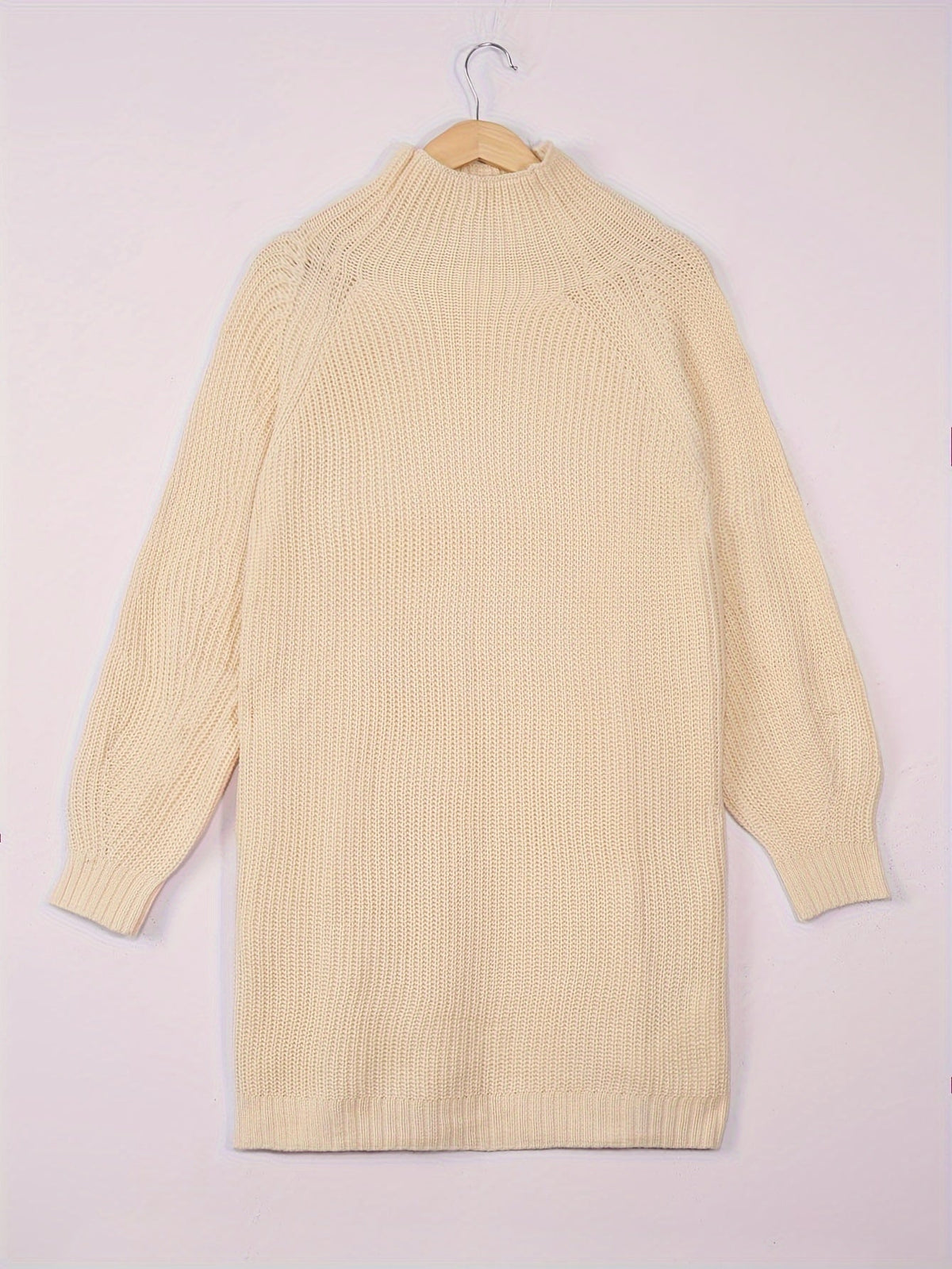 Ribbed Knit Sweater Dress Women's Half-Turtleneck Oversized Long Sleeve – Casual, Office, Holiday, Gift