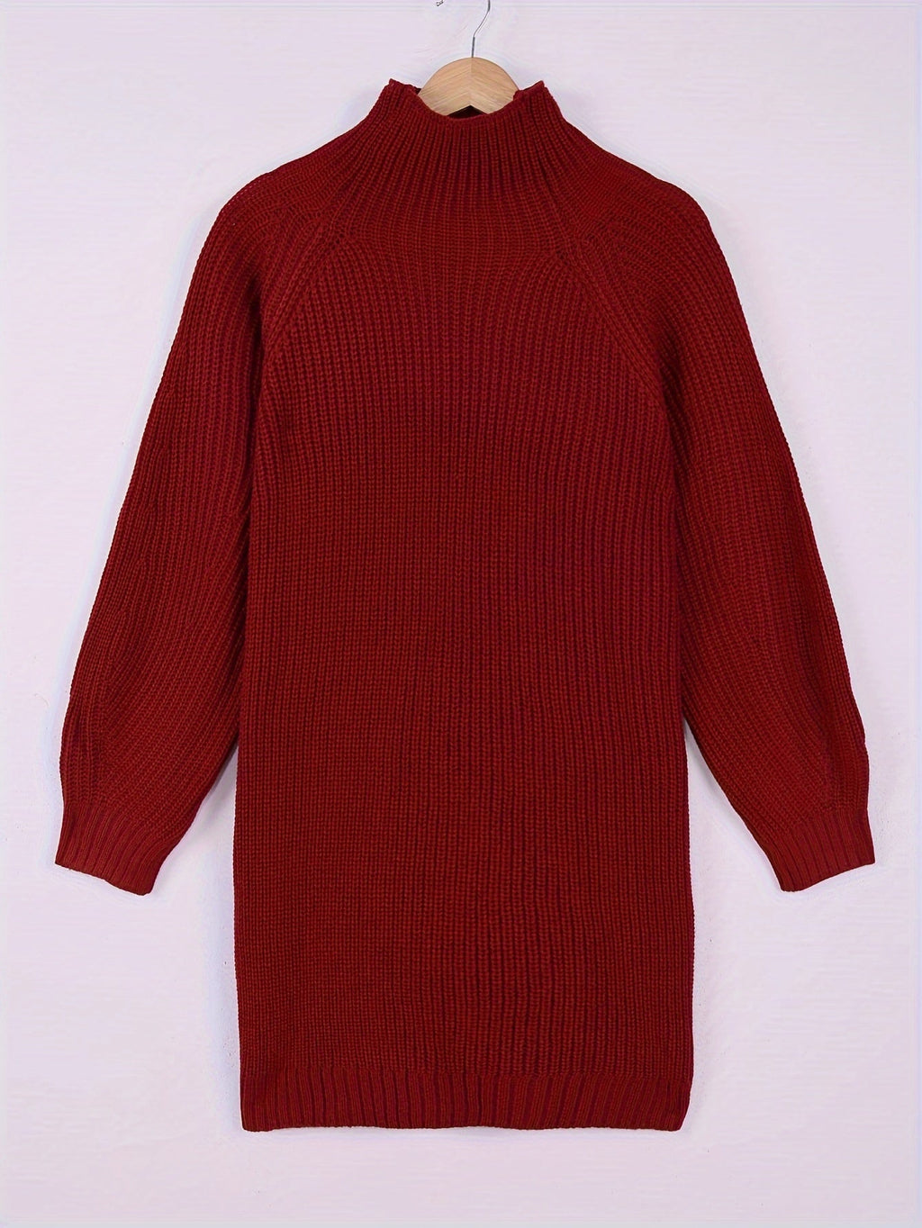 Ribbed Knit Sweater Dress Women's Half-Turtleneck Oversized Long Sleeve – Casual, Office, Holiday, Gift
