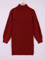 Ribbed Knit Sweater Dress Women's Half-Turtleneck Oversized Long Sleeve – Casual, Office, Holiday, Gift