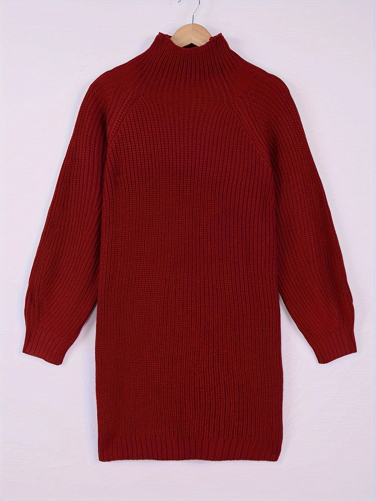 Ribbed Knit Sweater Dress Women's Half-Turtleneck Oversized Long Sleeve – Casual, Office, Holiday, Gift