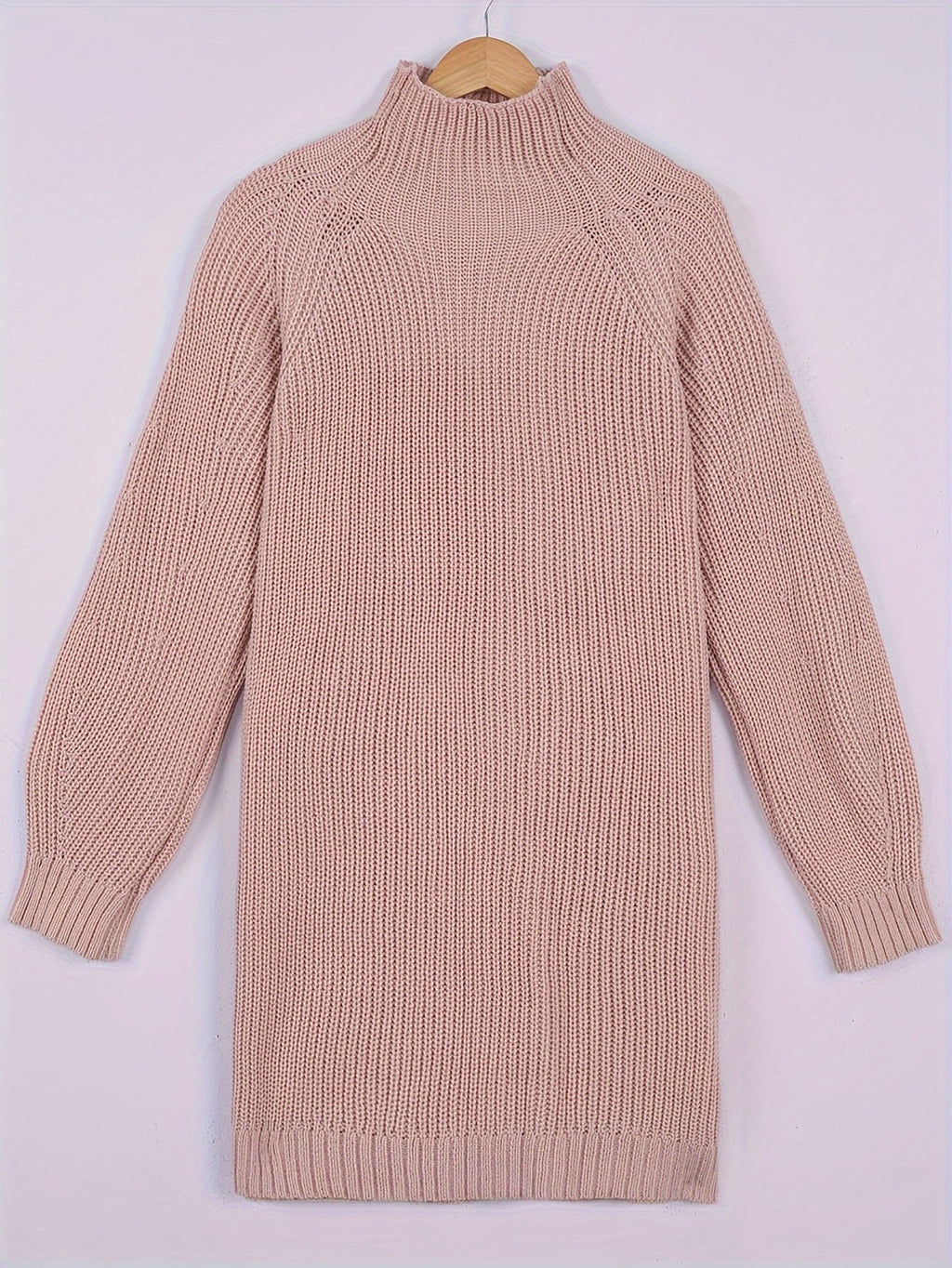 Ribbed Knit Sweater Dress Women's Half-Turtleneck Oversized Long Sleeve – Casual, Office, Holiday, Gift