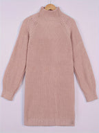Ribbed Knit Sweater Dress Women's Half-Turtleneck Oversized Long Sleeve – Casual, Office, Holiday, Gift
