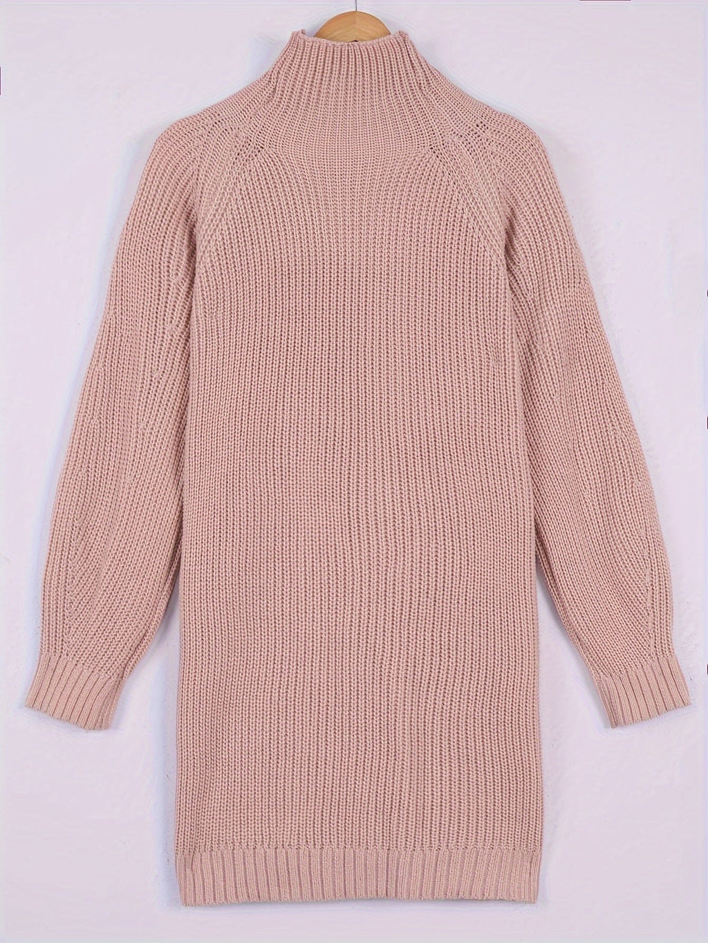 Ribbed Knit Sweater Dress Women's Half-Turtleneck Oversized Long Sleeve – Casual, Office, Holiday, Gift