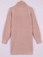 Ribbed Knit Sweater Dress Women's Half-Turtleneck Oversized Long Sleeve – Casual, Office, Holiday, Gift