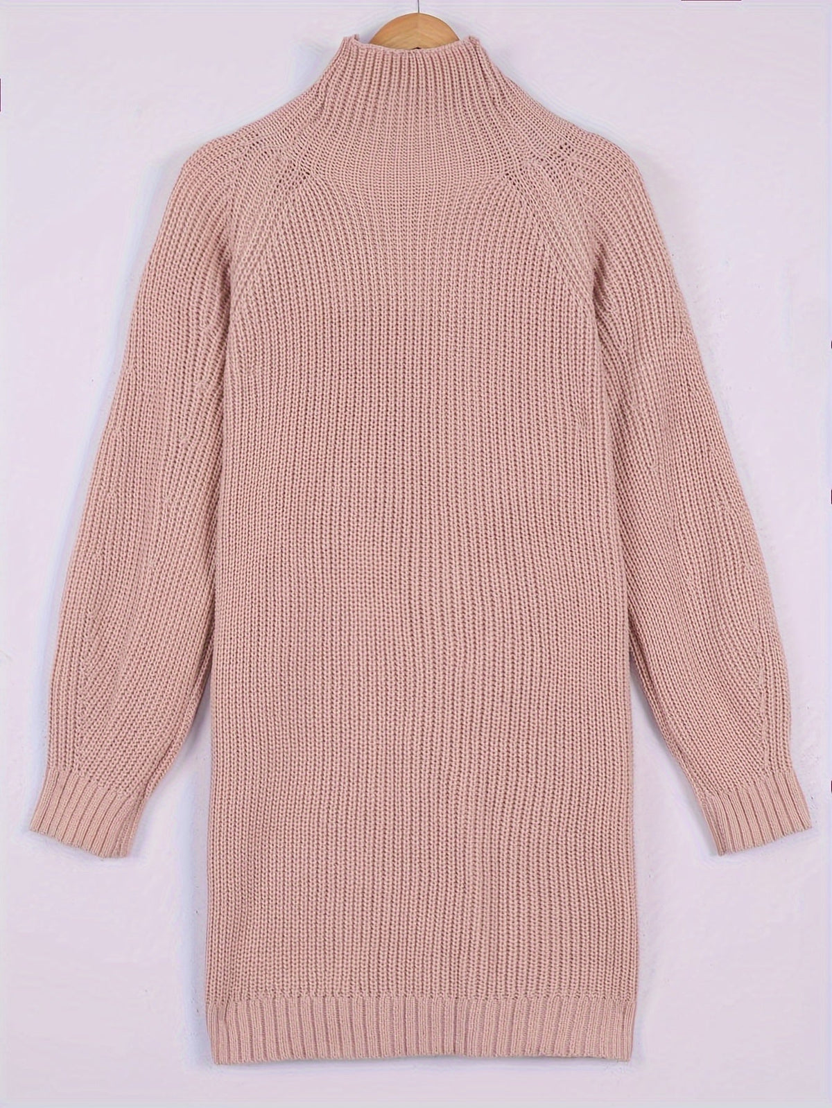 Ribbed Knit Sweater Dress Women's Half-Turtleneck Oversized Long Sleeve – Casual, Office, Holiday, Gift