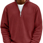 Ribbed Quarter Zip Sweater Men's Light Blue High Neck Pullover – Casual, Office · Faylori