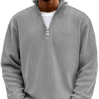 Ribbed Quarter Zip Sweater Men's Light Blue High Neck Pullover – Casual, Office · Faylori