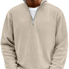 Ribbed Quarter Zip Sweater Men's Light Blue High Neck Pullover – Casual, Office · Faylori