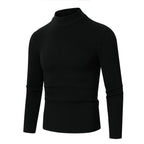 Ribbed Turtleneck Sweater Men's Black Slim Fit Long Sleeve Knit Pullover – Casual, Office
