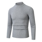 Ribbed Turtleneck Sweater Men's Black Slim Fit Long Sleeve Knit Pullover – Casual, Office