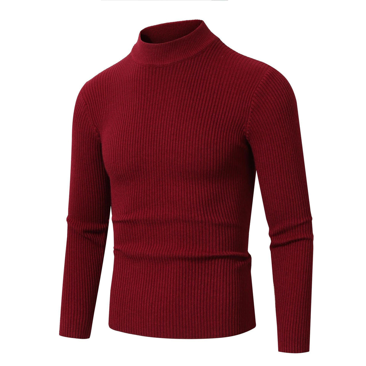 Ribbed Turtleneck Sweater Men's Black Slim Fit Long Sleeve Knit Pullover – Casual, Office