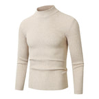 Ribbed Turtleneck Sweater Men's Black Slim Fit Long Sleeve Knit Pullover – Casual, Office