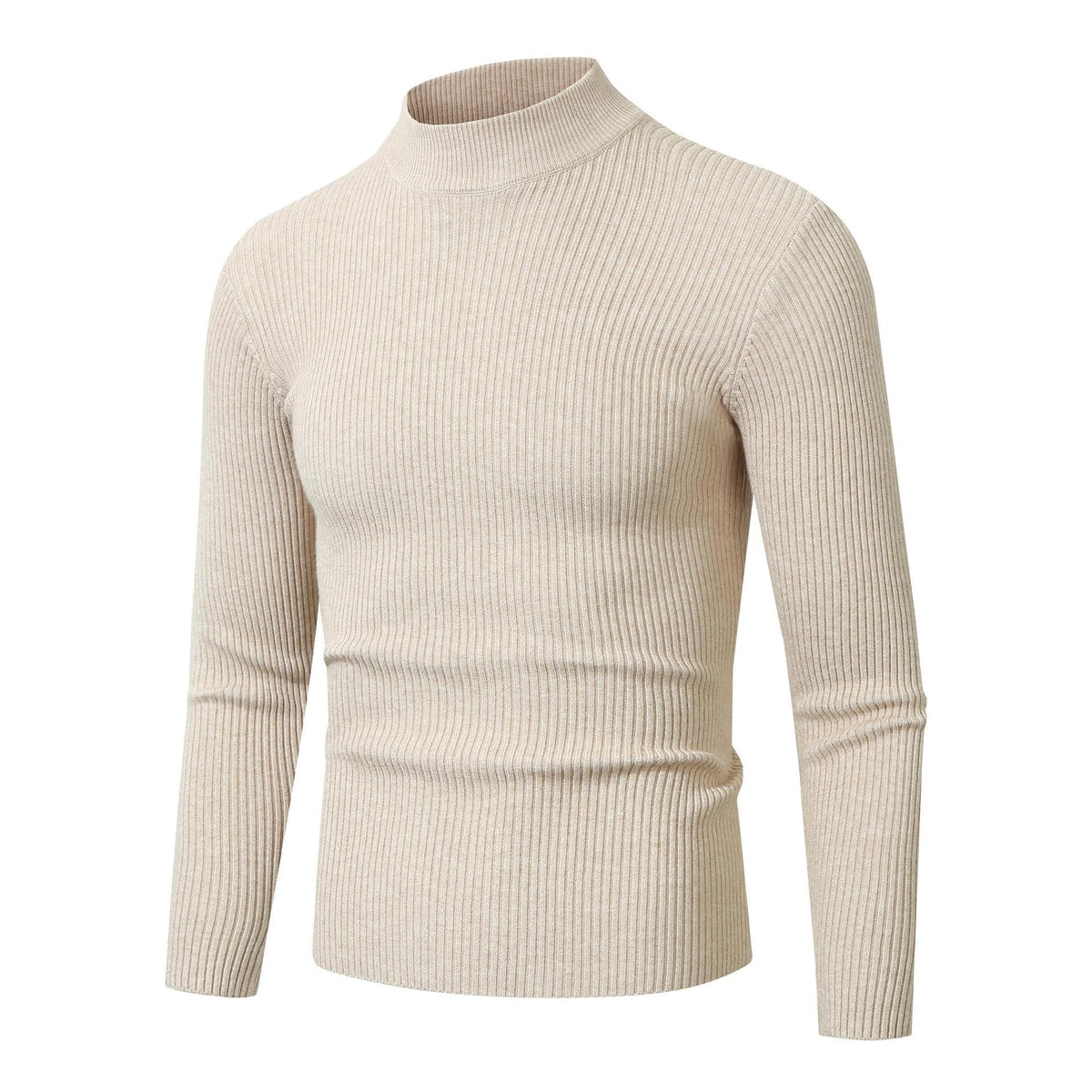 Ribbed Turtleneck Sweater Men's Black Slim Fit Long Sleeve Knit Pullover – Casual, Office