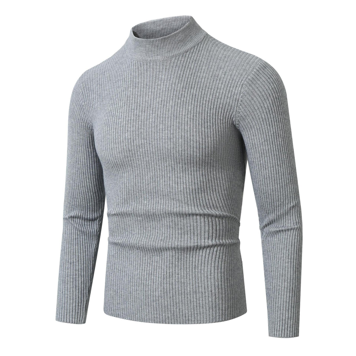 Ribbed Turtleneck Sweater Men's Black Slim Fit Long Sleeve Knit Pullover – Casual, Office
