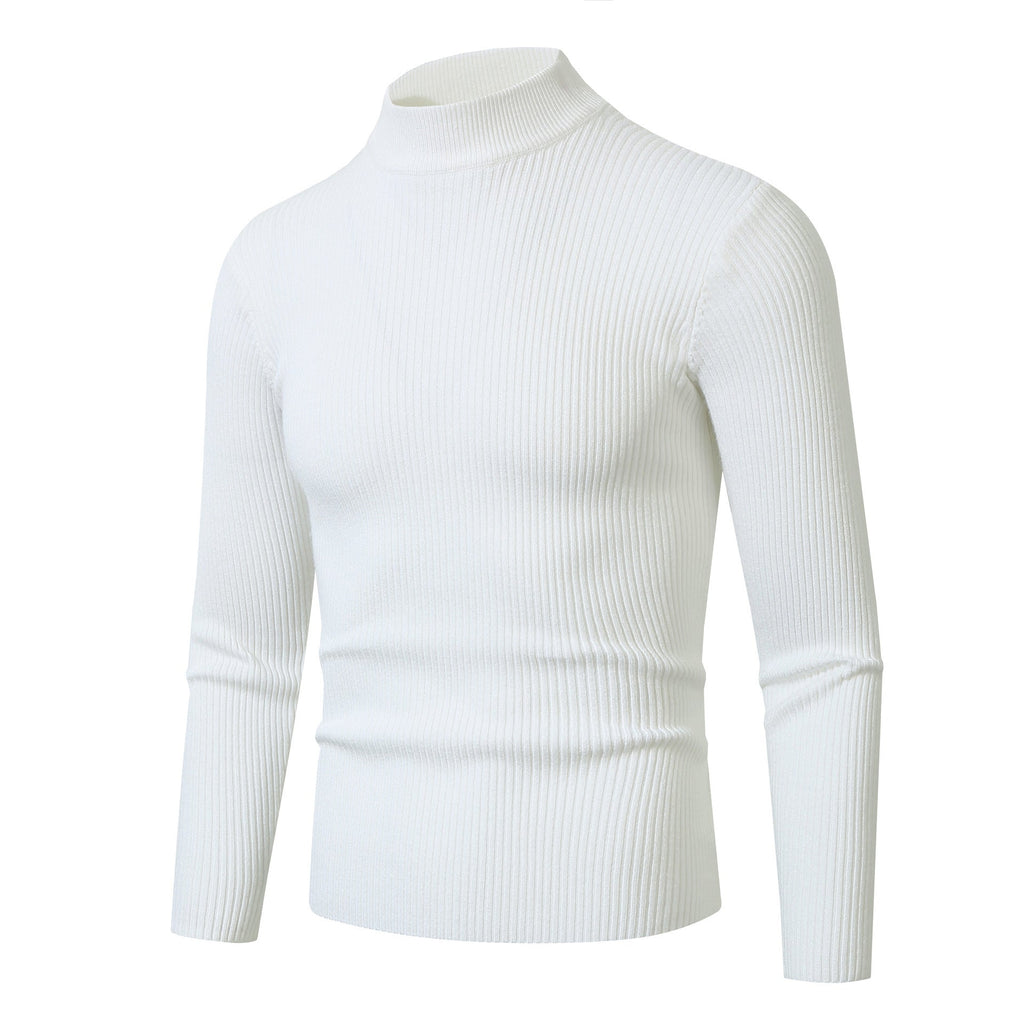 Ribbed Turtleneck Sweater Men's Black Slim Fit Long Sleeve Knit Pullover – Casual, Office