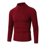 Ribbed Turtleneck Sweater Men's Black Slim Fit Long Sleeve Knit Pullover – Casual, Office