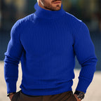 Ribbed Turtleneck Sweater Men's Gray Knit Long Sleeve Pullover – Casual, Office · Faylori