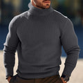 Ribbed Turtleneck Sweater Men's Gray Knit Long Sleeve Pullover – Casual, Office · Faylori