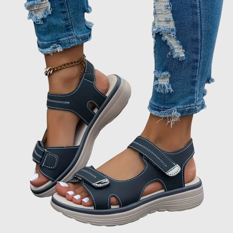 Sandals Black Open-Toe Adjustable Strap Platform Women's – Casual, Summer, Everyday, Comfort Walking